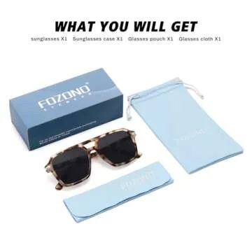 Fozono Retro Aviator Sunglasses for Women Men Trendy Classic Square 70s 80s 90s Vintage Shades Double Bridge Aviators FZN813 Tortoise/Gray