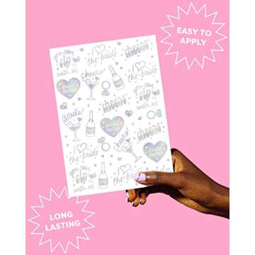 xo, Fetti Cheers Bachelorette Temporary Tattoos - 40 Iridescent Styles | Bachelorette Party Decorati...