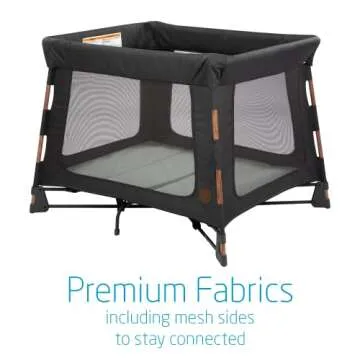 Maxi-Cosi Swift Lightweight Portable Playard, 1-Step Fold PlaypenWith Travel Bag, 2-Stage Mattress for Newborn to Toddlers, Essential Graphite