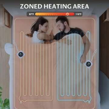 King Size Electric Heated Mattress Pad 10 Heat Settings Dual Control with Memory Timer for 1-12 Hour...