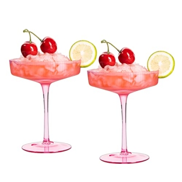 Elegant Vintage Art Deco Ripple Glass Set of 2 | Champagne & Cocktail