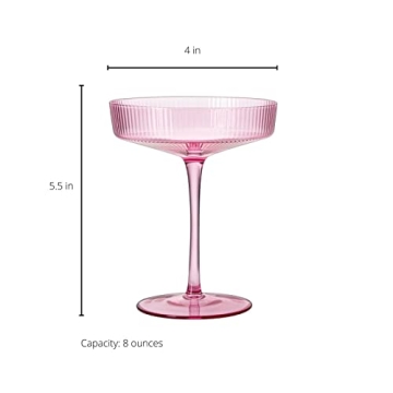 Elegant Vintage Art Deco Ripple Glass Set of 2 | Champagne & Cocktail