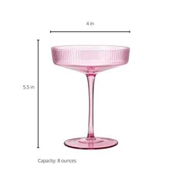 Elegant Vintage Art Deco Ripple Glass Set of 2 | Champagne & Cocktail