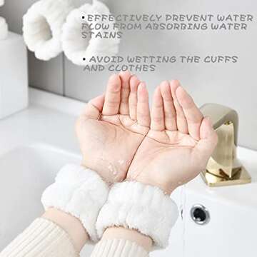 Liubeili 12pcs Wrist Towels for Washing Face, Microfiber Wrist Spa Washband, Wristband Scrunchies for Women Prevent Liquid from Spilling (Light, White, Grey, 6 centimeters, 18-20 centimeters)