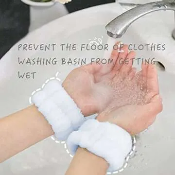 Liubeili 12pcs Wrist Towels for Washing Face, Microfiber Wrist Spa Washband, Wristband Scrunchies for Women Prevent Liquid from Spilling (Light, White, Grey, 6 centimeters, 18-20 centimeters)
