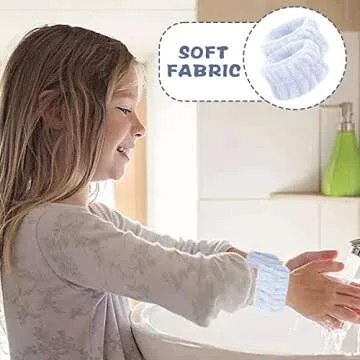 Liubeili 12pcs Wrist Towels for Washing Face, Microfiber Wrist Spa Washband, Wristband Scrunchies for Women Prevent Liquid from Spilling (Light, White, Grey, 6 centimeters, 18-20 centimeters)