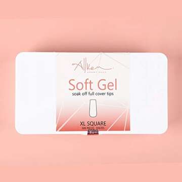 Allkem Soft Gel Nail Tips - Extra Long Square Nail Extensions - 12 Sizes XL Full Cover Nails - Neutrals - Chic (500 Pieces)