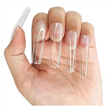 Allkem Soft Gel Nail Tips - Extra Long Square Nail Extensions - 12 Sizes XL Full Cover Nails - Neutrals - Chic (500 Pieces)