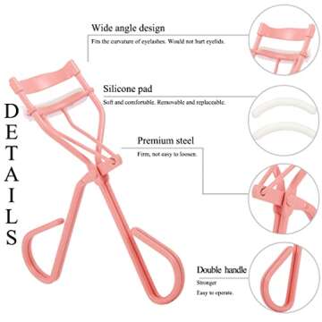 Uranian Eyelash Curlers with Built-in Comb Beauty Eyelashes Curlers Eyelash Cliper with 2 Replacemen...