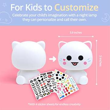 SomeShine Nursery Night Light for Kids, Cute Night Lights for Kids Room, Doodle Kids Lamp for Baby Boy Girl Bedroom, Rechargeable and Portable Kawaii Toddler Night Light with 4 Sticker Sheets (Milly)