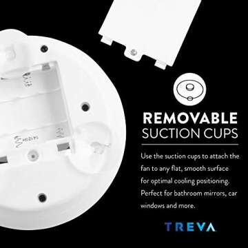 Treva 5 Inch Portable Battery Powered Fan - Personal Desktop 2 Speed Beauty Fan with USB - Quiet, Compact Folding Design with Wall Suction - Travel Ready for Car, Camping, Hotel, Vacation (Mint)