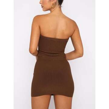 Women Y2k 2 Piece Mini Skirt Sets Solid Color Bandeau Top Knit Bodycon Short Skirt Suit Summer Streetwear