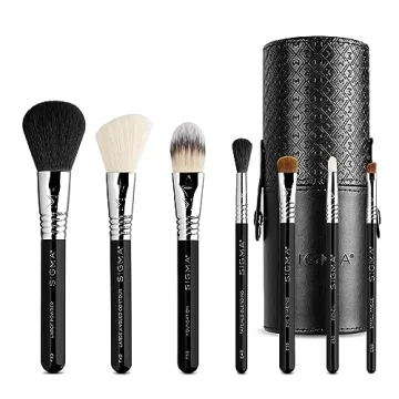 Sigma Beauty Travel Makeup Brush Set – Travel Makeup Brushes with Premium Fibers and Sleek, Durabl...