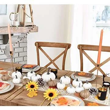Artiflr 65-Piece Fake Pumpkins & Maple Leaves Set