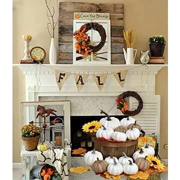 Artiflr 65-Piece Fake Pumpkins & Maple Leaves Set