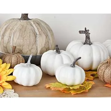 Artiflr 65-Piece Fake Pumpkins & Maple Leaves Set