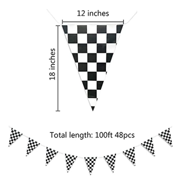 Piokio 100ft Checkered Flag Banner for Racing Events