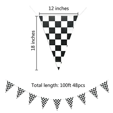 Piokio 100ft Checkered Flag Banner for Racing Events