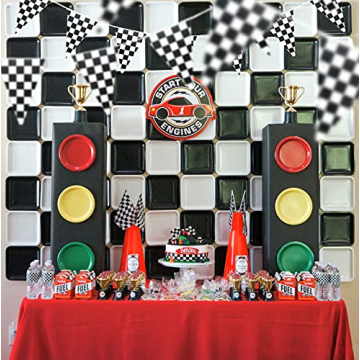 Piokio 100ft Checkered Flag Banner for Racing Events