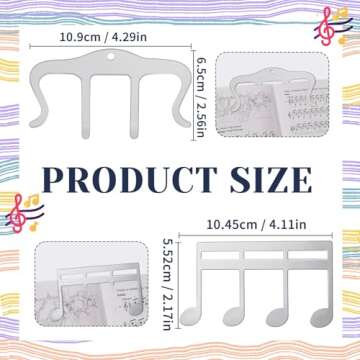 ZEYIYER 2 PCS Music Book Clip Metal Silver Book Clip and Page Holder, 4.29 X 2.56 in Music Clips Pag...