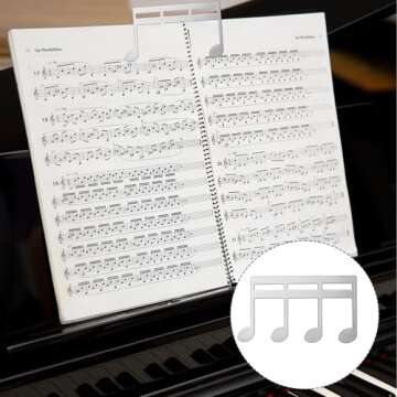 ZEYIYER 2 PCS Music Book Clip Metal Silver Book Clip and Page Holder, 4.29 X 2.56 in Music Clips Page Holder, Piano Music Accessories, for Piano, Keyboard, Stands, and Books