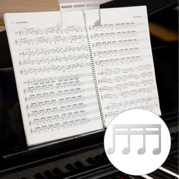 ZEYIYER 2 PCS Music Book Clip Metal Silver Book Clip and Page Holder, 4.29 X 2.56 in Music Clips Page Holder, Piano Music Accessories, for Piano, Keyboard, Stands, and Books