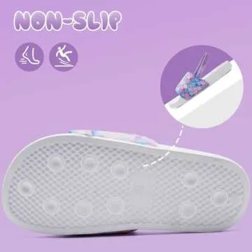 IceUnicorn Toddler Slides Boys Girls Slippers Kids Sandals Non-slip Summer Beach Water Shoes（Fish Scales-White 29 EU）