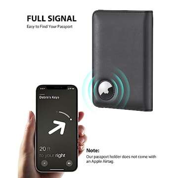 Stouchi AirTag Passport Holder, Slim Passport Holder Family with Airtag Slot, RFID Passport Wallet Cover for Men, PU Leather Passport Case, Anti-Lost Travel Accessories, Black