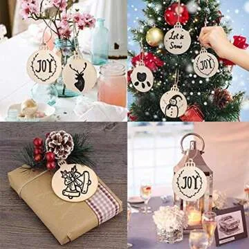 Round Blank Wood Discs Bulk with Holes for Crafts Centerpieces 20 Pieces Unfinished Wooden Christmas Cutouts Ornaments to Paint