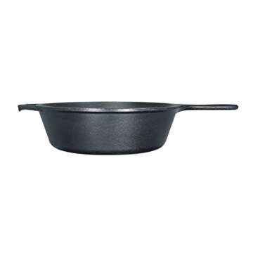 Lodge L8DSK3PLT Cast Iron Deep Skillet, 3 Quart, Black