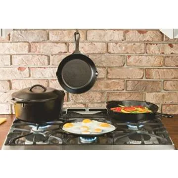 Lodge L8DSK3PLT Cast Iron Deep Skillet, 3 Quart, Black