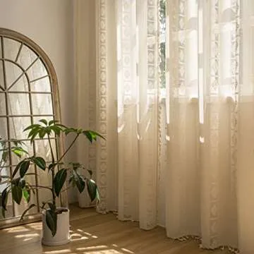 Sutuo Home Boho Curtains 2 Panels Crochet Lace Vintage Drapes