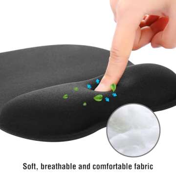 EooCoo Ergonomic Mouse Pad with Wrist Support, Mousepad with Memory Foam Wrist Rest and Non-Slip Base for Computer, Cafe, Home & Office, 9.64 x 8.26 in Office Desk Accessories