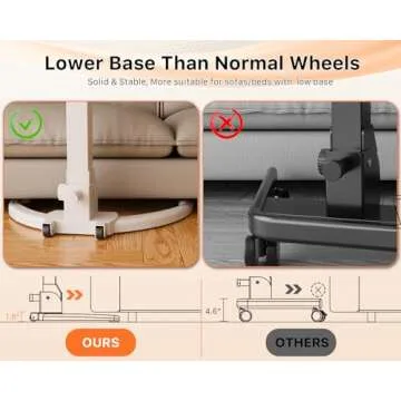 JOY Worker Foldable Mobile Standing Desk, Height-Adjustable Sit-Stand with 90 Tiltable Top, Portable with Wheels, Non-Slip Mat for Home Office, Holds Up to 22lbs, White