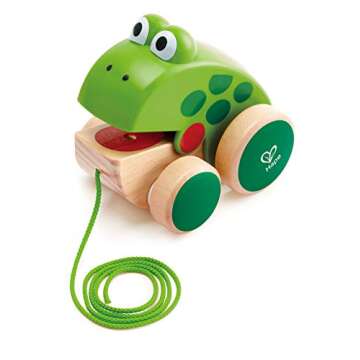 Hape Frog Pull-Along Toy - Interactive Wooden Fly-Eater for Toddlers