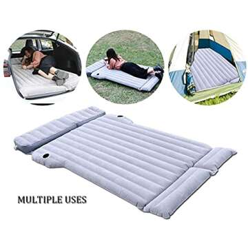 Topfit Inflatable SUV Air Mattress Camping Cushion Bed Car Air Bed Blow Up Portable Home Car Travel Car Sleeping Bed Pad Air Couch Outdoor Mat for Tesla Model Y/X/S/3 with Air Pump (Full)