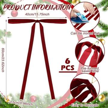 Janinka Velvet Christmas Swag Bow - Large 23.5x15.5 Inch Bows for Holiday Decor