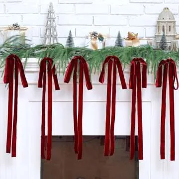Janinka Large Velvet Christmas Bows - 6 Pack Wine Red