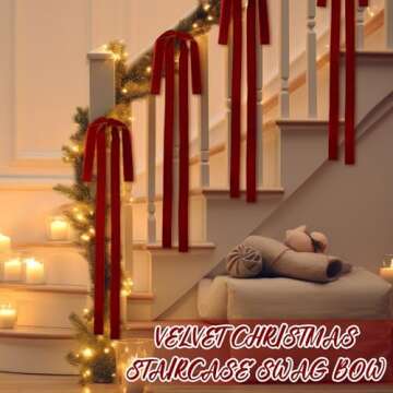 Janinka Large Velvet Christmas Bows - 6 Pack Wine Red