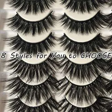 Gmagictobo Eyelashes Pack 40 Pairs Wholesale Mink Lashes Pack Fluffy Long Dramatic Thick Eye Lashes 8 Styles Mixed 5D Volume Thick Fake Eyelashes Soft Wispy Makeup False Eyelashes Multipack