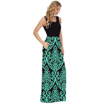 AUSELILY Women's Summer Sleeveless Loose Maxi Dress Casual Long Dresses with Pockets 2025 New Black Green XL