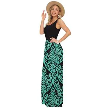 AUSELILY Women's Summer Sleeveless Loose Maxi Dress Casual Long Dresses with Pockets 2025 New Black Green XL
