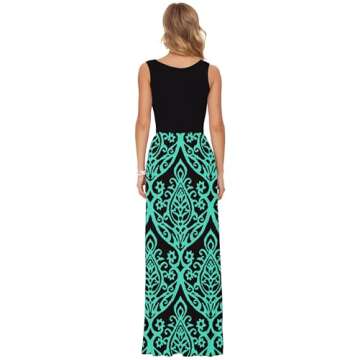 AUSELILY Women's Summer Sleeveless Loose Maxi Dress Casual Long Dresses with Pockets 2025 New Black Green XL