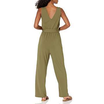 The Drop Women's @caralynmirand Sleeveless Wrap Jumpsuit, Olive, XXL, Plus Size