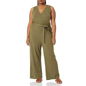 The Drop Women's @caralynmirand Sleeveless Wrap Jumpsuit, Olive, XXL, Plus Size