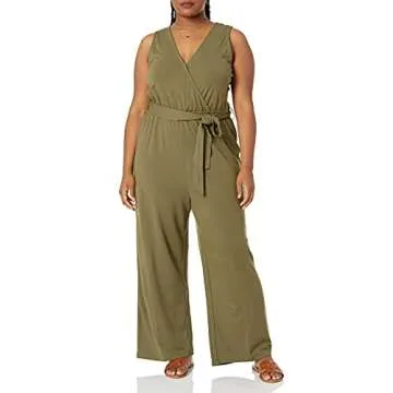 The Drop Women's @caralynmirand Sleeveless Wrap Jumpsuit, Olive, XXL, Plus Size