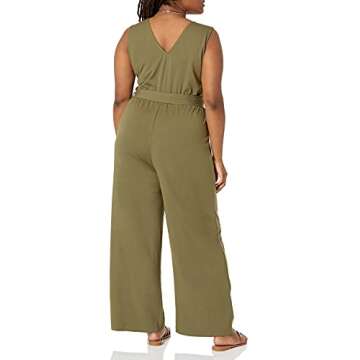The Drop Women's @caralynmirand Sleeveless Wrap Jumpsuit, Olive, XXL, Plus Size