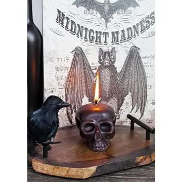 Darware Large Skull Shaped Candle (Black); 4.75 x 3-Inch Decorative Themed Candles for Halloween, Horror and Novelty Decor