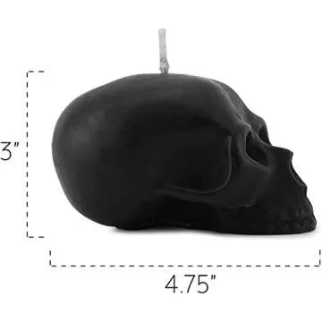Darware Large Skull Shaped Candle (Black); 4.75 x 3-Inch Decorative Themed Candles for Halloween, Horror and Novelty Decor