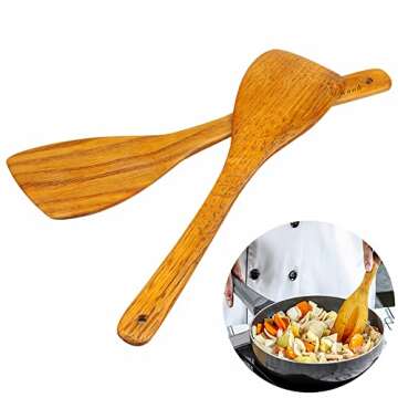 Wooden Spatula for Cooking Set of 2, Eco-Friendly Utensils